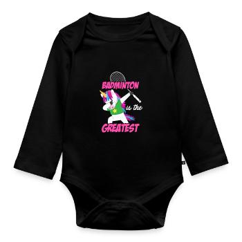 Badminton Is The Greatest Badminton Player Shuttle - Baby Bio-Langarm-Body - Schwarz - Vorne