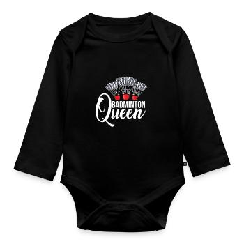 Badminton Queen Badminton Player Shuttlecock Sport - Baby Bio-Langarm-Body - Schwarz - Vorne