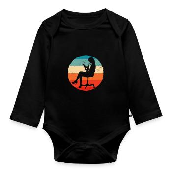Retro Graphic Bank Clerk Bookkeeper Bank Employee - Baby Bio-Langarm-Body - Schwarz - Vorne