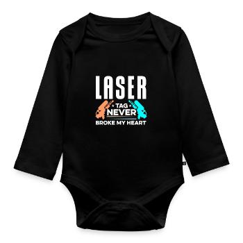 Lasertag Never Broke My Heart Lasertag Player Lase - Baby Bio-Langarm-Body - Schwarz - Vorne