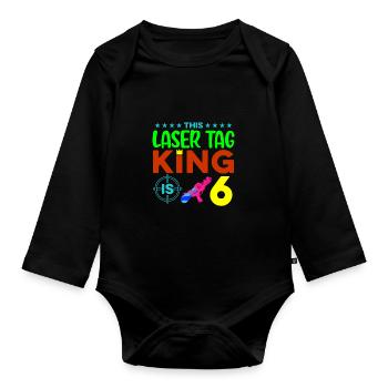 This Laser King Is 6 Lasertag Player Lasergame Pha - Baby Bio-Langarm-Body - Schwarz - Vorne