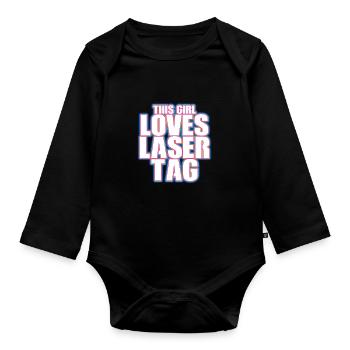 This Girl Loves Lasertag Lasergame Lasertag Player - Baby Bio-Langarm-Body - Schwarz - Vorne