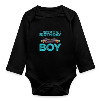 Mom Of The Birthday Boy Lasertag Player Lasergame - Baby Bio-Langarm-Body - Schwarz - Vorne