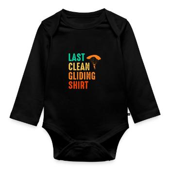 Last Clean Gliding Shirt Paraglider Paragliding Sk - Baby Bio-Langarm-Body - Schwarz - Vorne
