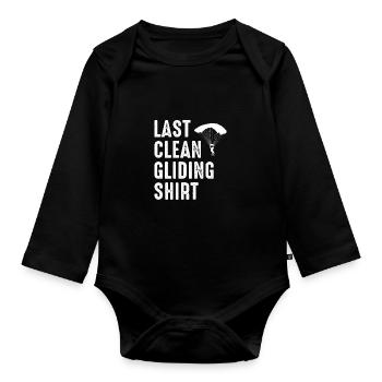 Last Clean Gliding Shirt Paraglider Paragliding Sk - Baby Bio-Langarm-Body - Schwarz - Vorne