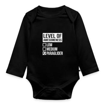 Level Of Awesomeness Low Medium Paraglider Paragli - Baby Bio-Langarm-Body - Schwarz - Vorne