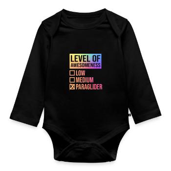 Level Of Awesomeness Low Medium Paraglider Paragli - Baby Bio-Langarm-Body - Schwarz - Vorne