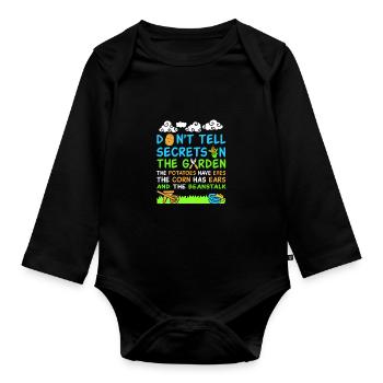 Don't Tell Secrets In The Garden Gardener Gardenin - Baby Bio-Langarm-Body - Schwarz - Vorne