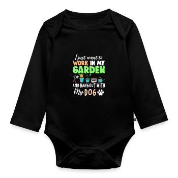 I Just Want To Work In My Garden And Hang Out With - Baby Bio-Langarm-Body - Schwarz - Vorne