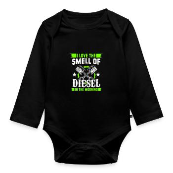 I Love The Smell Of Diesel In The Morning Car Love - Organic Longsleeve Baby Bodysuit - black - Front