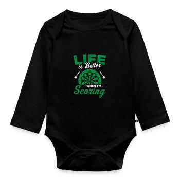 Life Is Better When I'm Darting Dart Player Darts - Organic Longsleeve Baby Bodysuit - black - Front