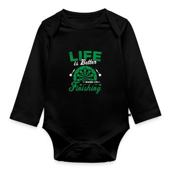 Life Is Better When I'm Fishing Dart Player Darts - Organic Longsleeve Baby Bodysuit - black - Front