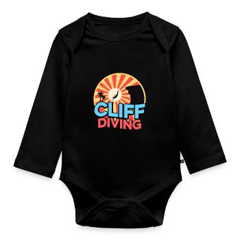 Retro Graphic Cliff Diver Cliff Diving Tombstoning - Organic Longsleeve Baby Bodysuit - black - Front