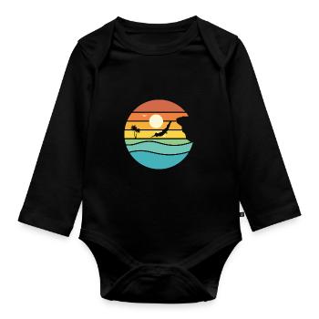 Retro Graphic Cliff Diver Cliff Diving Tombstoning - Organic Longsleeve Baby Bodysuit - black - Front