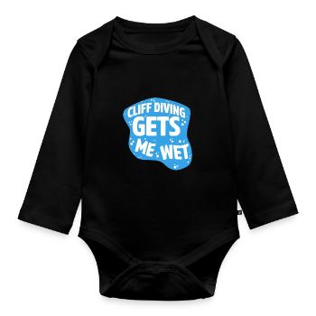 Cliff Diving Gets Me Wet Cliff Diver Base Jumping - Organic Longsleeve Baby Bodysuit - black - Front