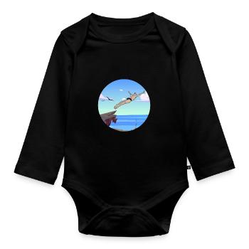 Retro Graphic Cliff Diver Cliff Diving Tombstoning - Organic Longsleeve Baby Bodysuit - black - Front