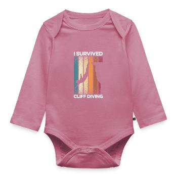 I Survived Cliff Diving Cliff Dive Cliff Jumping T - Organic Longsleeve Baby Bodysuit - mauve - Front