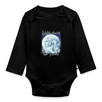 Wild Hearts Run Forever Mystische Pferde Freunde - Baby Bio-Langarm-Body - Schwarz - Vorne