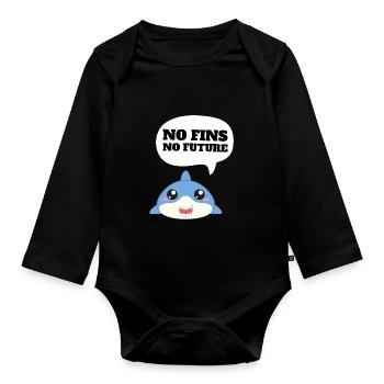No Fins No Future Safe Sharks - Baby Bio-Langarm-Body - Schwarz - Vorne