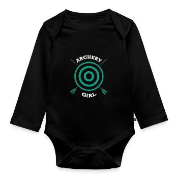 Archer Archer Arc et flèche - Body Bébé bio manches longues - noir - Devant