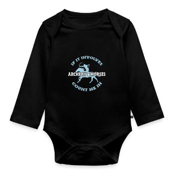 Tir à l’arc et équitation - Body Bébé bio manches longues - noir - Devant