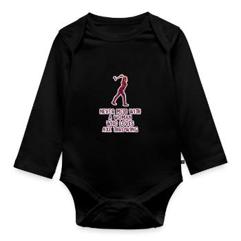 Axe throw axe throwing - Organic Longsleeve Baby Bodysuit - black - Front