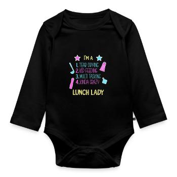 Cafeteria Mitarbeiterin Lunch Lady Kantine - Baby Bio-Langarm-Body - Schwarz - Vorne