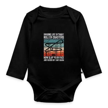 Roller Coaster Amusement Park Amusement Park - Organic Longsleeve Baby Bodysuit - black - Front