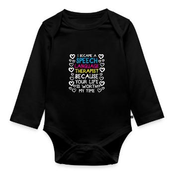 Logopäde Sprachtherapie Sprachtherapeut - Baby Bio-Langarm-Body - Schwarz - Vorne