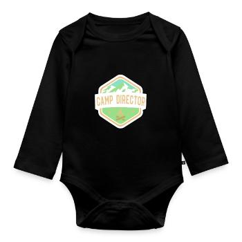 Tent Camp Manager Summer Camp - Organic Longsleeve Baby Bodysuit - black - Front