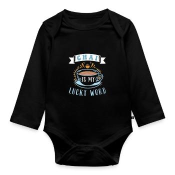Chai Latte Tea Drink tea drinkers - Organic Longsleeve Baby Bodysuit - black - Front
