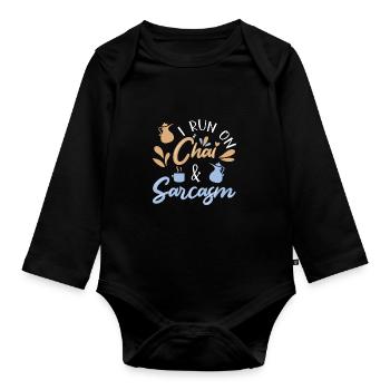 Chai Latte Tea Drink tea drinkers - Organic Longsleeve Baby Bodysuit - black - Front