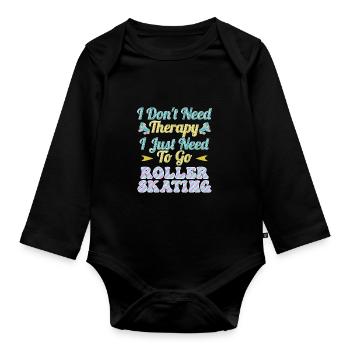 Roller Skating Inline Skating Inline Skates - Organic Longsleeve Baby Bodysuit - black - Front