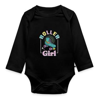 Roller Skating Inline Skating Inline Skates - Organic Longsleeve Baby Bodysuit - black - Front