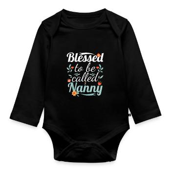 Nanny Babysitterin Tagesmutter - Baby Bio-Langarm-Body - Schwarz - Vorne