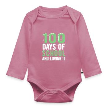 100 Days Of School - Organic Longsleeve Baby Bodysuit - mauve - Front