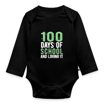 100 Days Of School - Organic Longsleeve Baby Bodysuit - black - Front