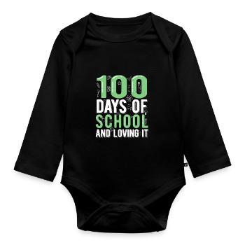 100 jours d’école - Body Bébé bio manches longues - noir - Devant