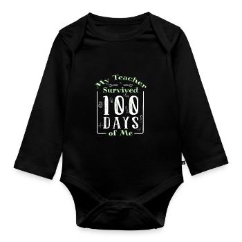100 Days Of School - Organic Longsleeve Baby Bodysuit - black - Front
