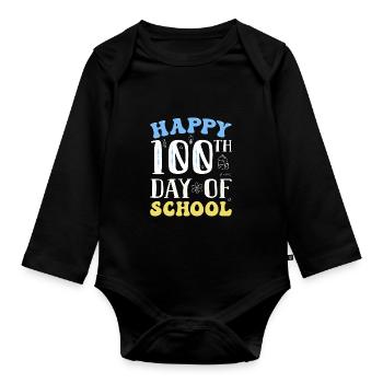 100 jours d’école - Body Bébé bio manches longues - noir - Devant