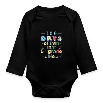 100 jours d’école - Body Bébé bio manches longues - noir - Devant
