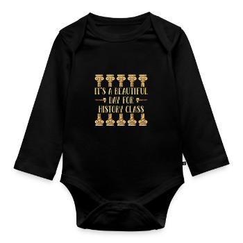 Professeur d’histoire - Body Bébé bio manches longues - noir - Devant