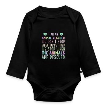 Dog adopts animal welfare - Organic Longsleeve Baby Bodysuit - black - Front