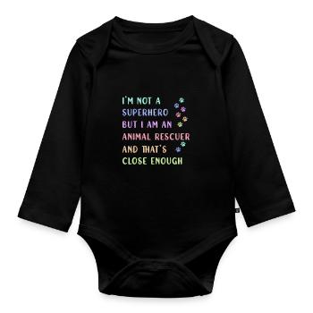 Dog adopts animal welfare - Organic Longsleeve Baby Bodysuit - black - Front