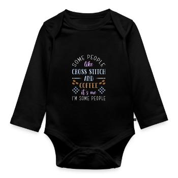 Cross Stitch Cross Stitch Embroidery - Organic Longsleeve Baby Bodysuit - black - Front