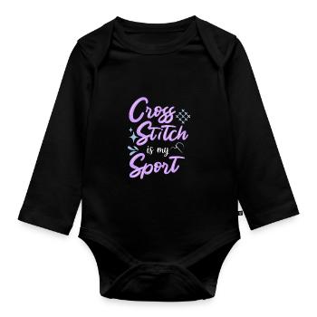 Cross Stitch Cross Stitch Embroidery - Organic Longsleeve Baby Bodysuit - black - Front