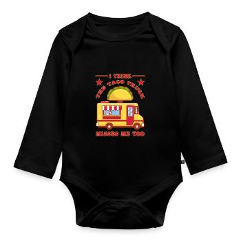 Food Truck Streetfood - Body Bébé bio manches longues - noir - Devant