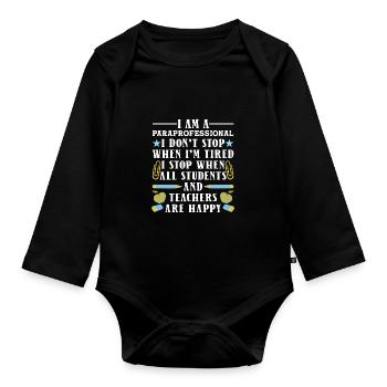 Paraprofessional - Organic Longsleeve Baby Bodysuit - black - Front