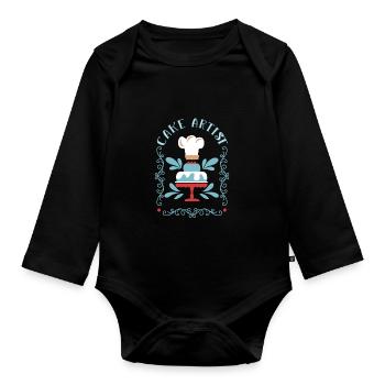Kuchen backen Bäcker Konditor - Baby Bio-Langarm-Body - Schwarz - Vorne