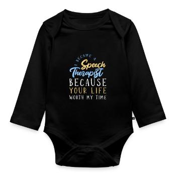Sprachtherapie Sprachtherapeut - Baby Bio-Langarm-Body - Schwarz - Vorne